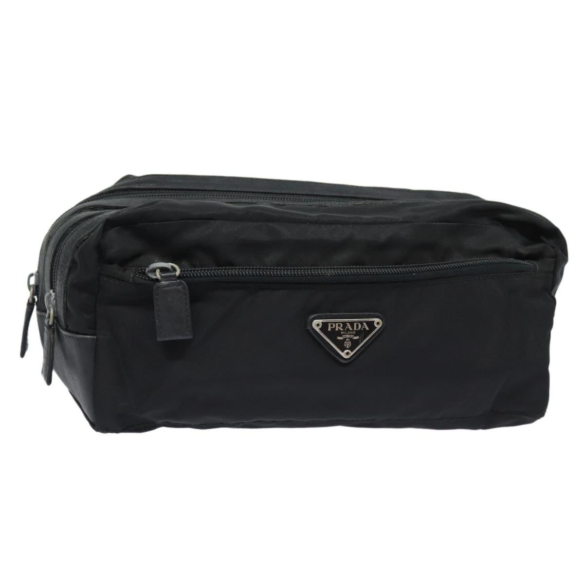 Prada Second Bag Auth Nylon Black Travel Bag