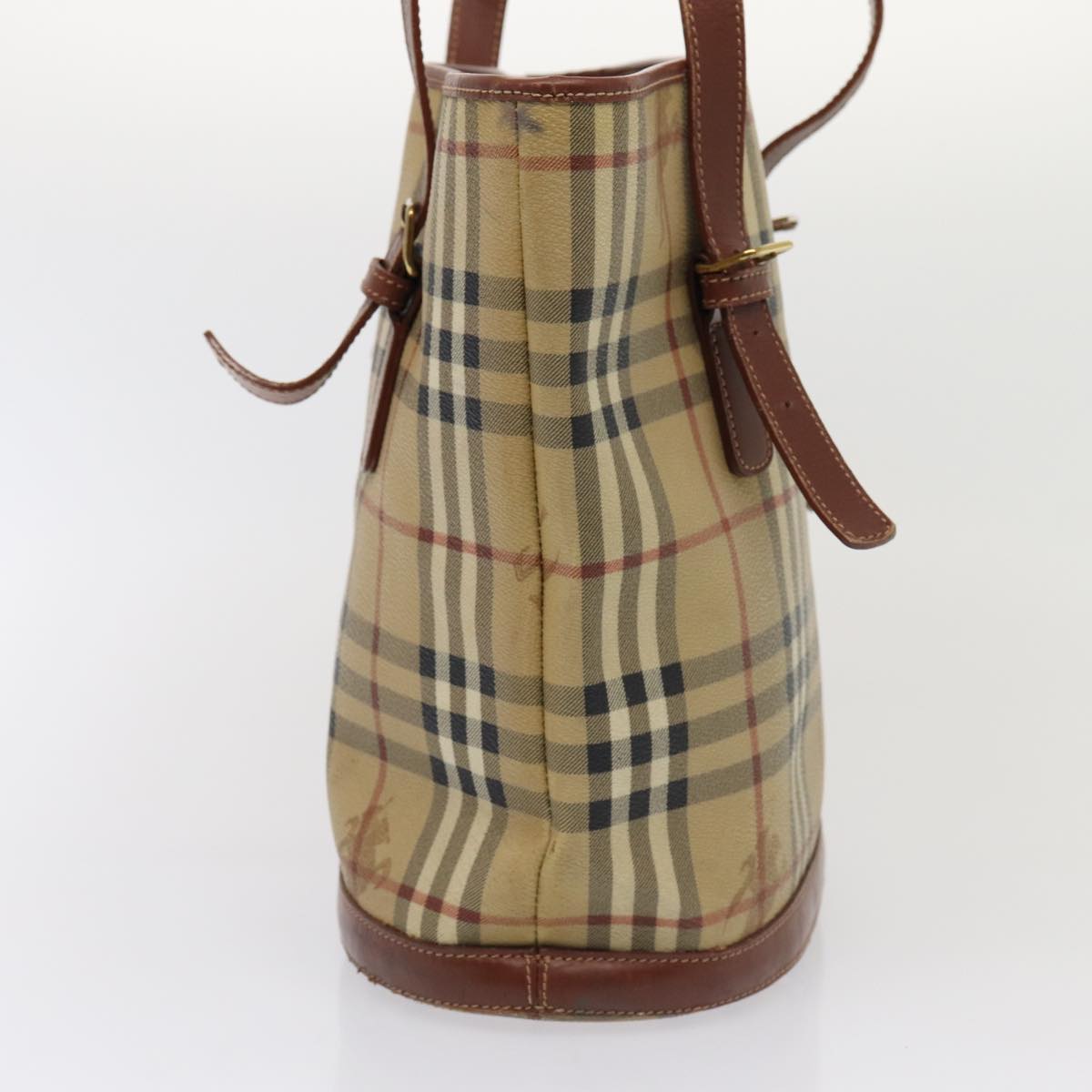 Burberry Luxury Nova Check Shoulder Bag Pvc Auth Bs16101 Leather Beige