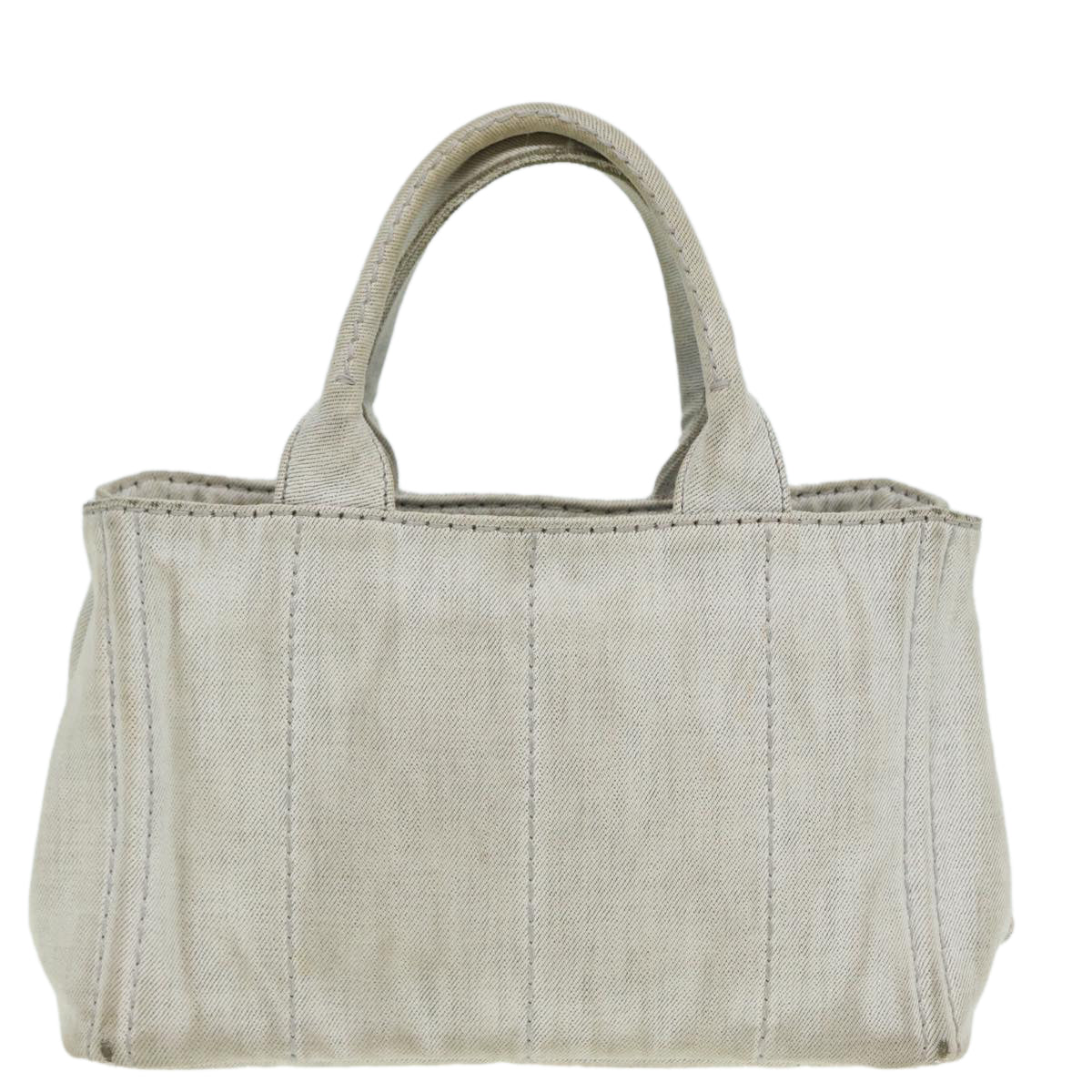 Prada Canapa Pm Hand Bag 2Way Auth Canvas Gray Travel Bag