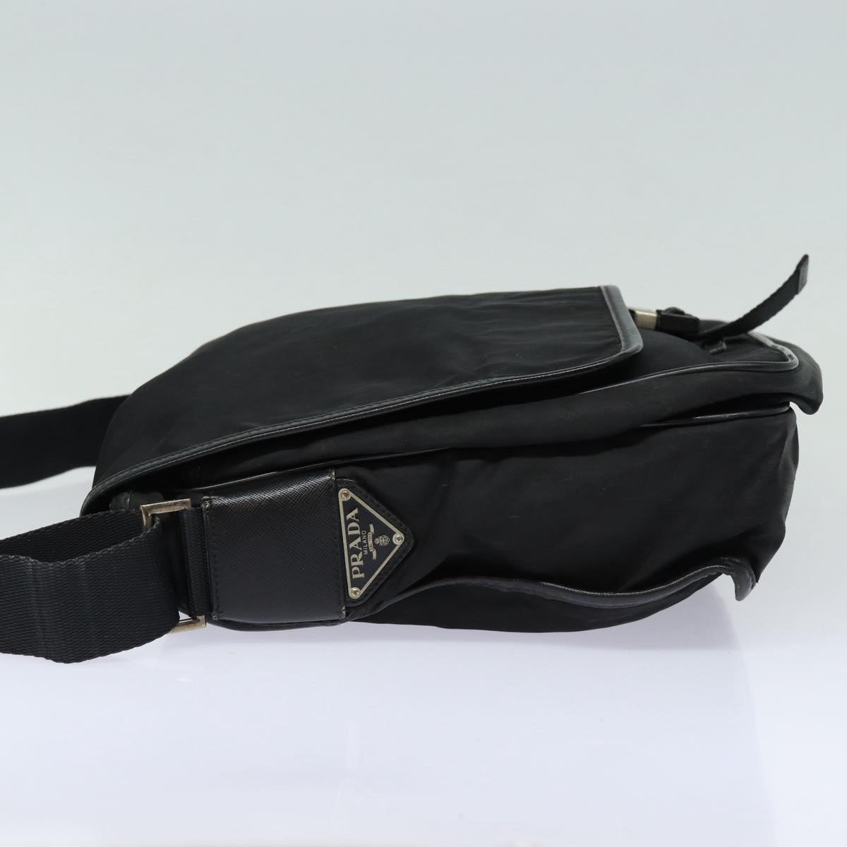 Prada Shoulder Bag Auth Nylon Black Black Auth Bs16316