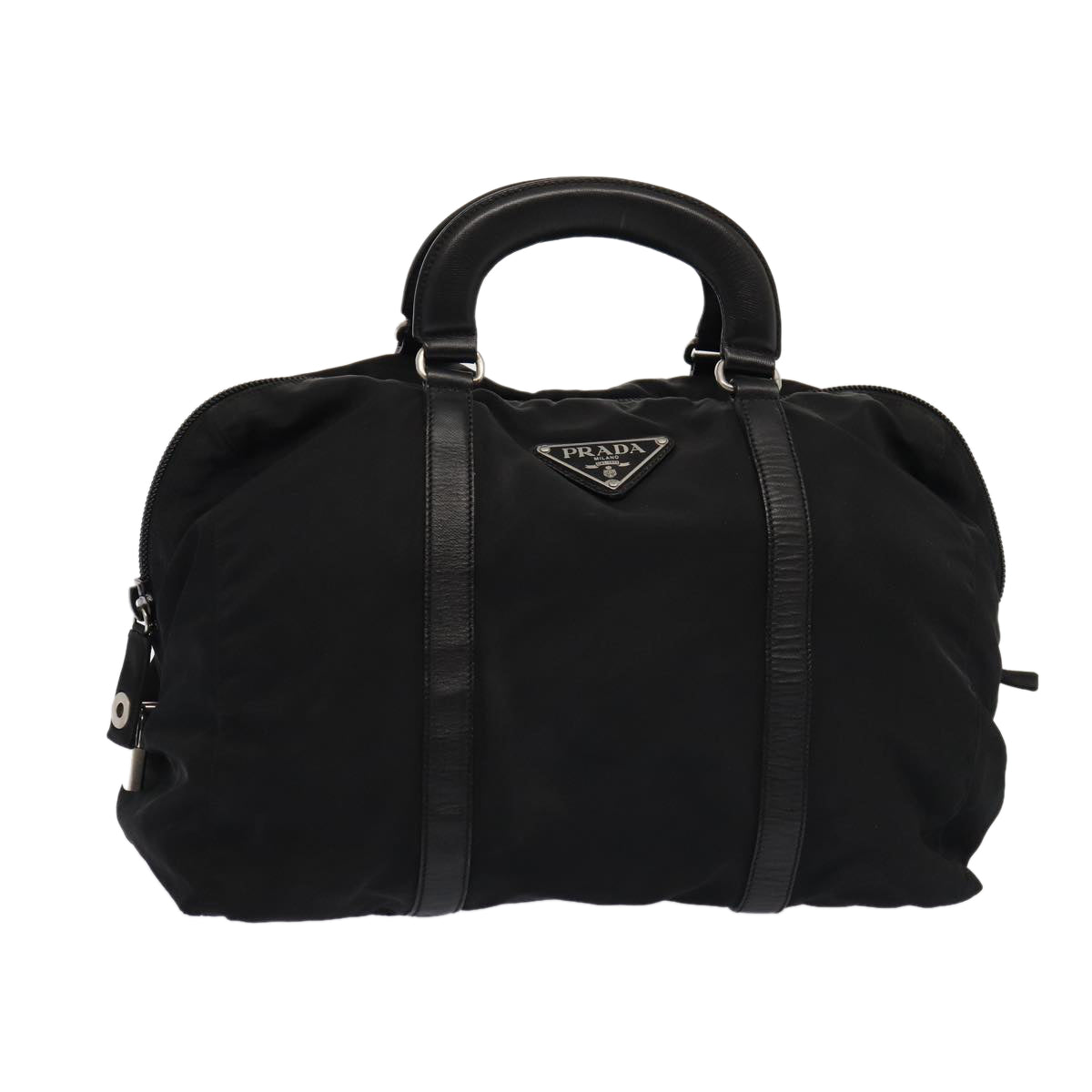 Prada Hand Bag Auth Nylon Black Travel Bag Black Auth Bs16351