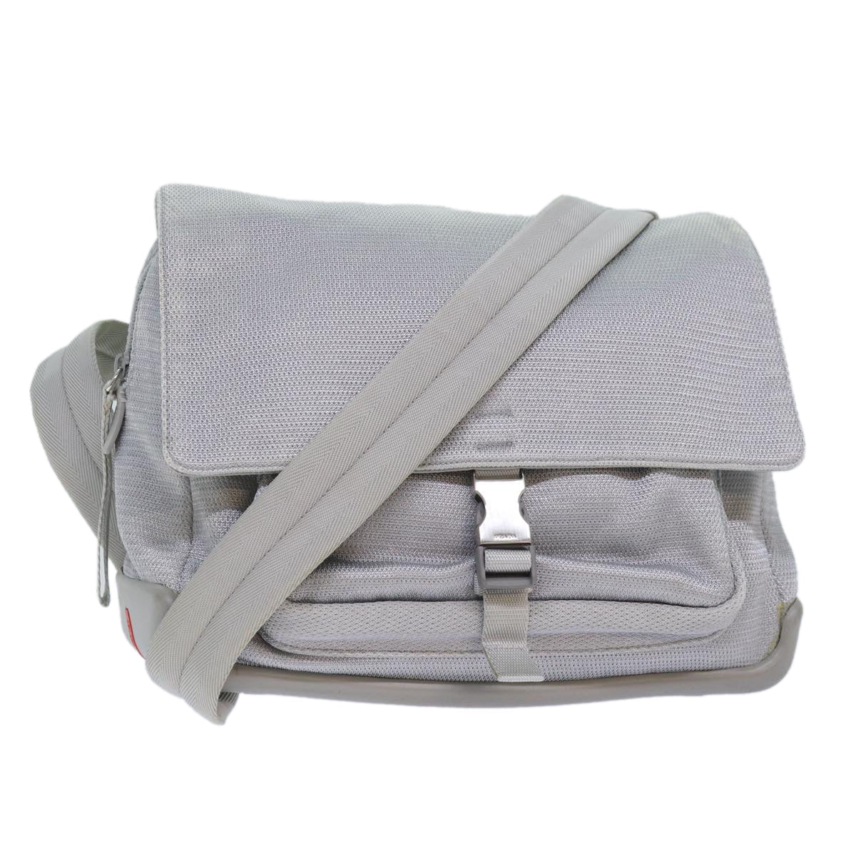 Prada Sports Shoulder Bag Auth Nylon Gray Gray Auth Bs16388