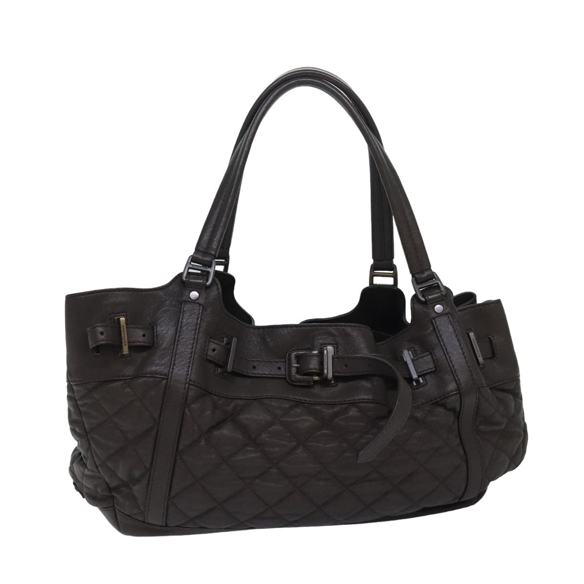 Burberry Luxury Tote Bag Auth Bs16404 Leather Brown