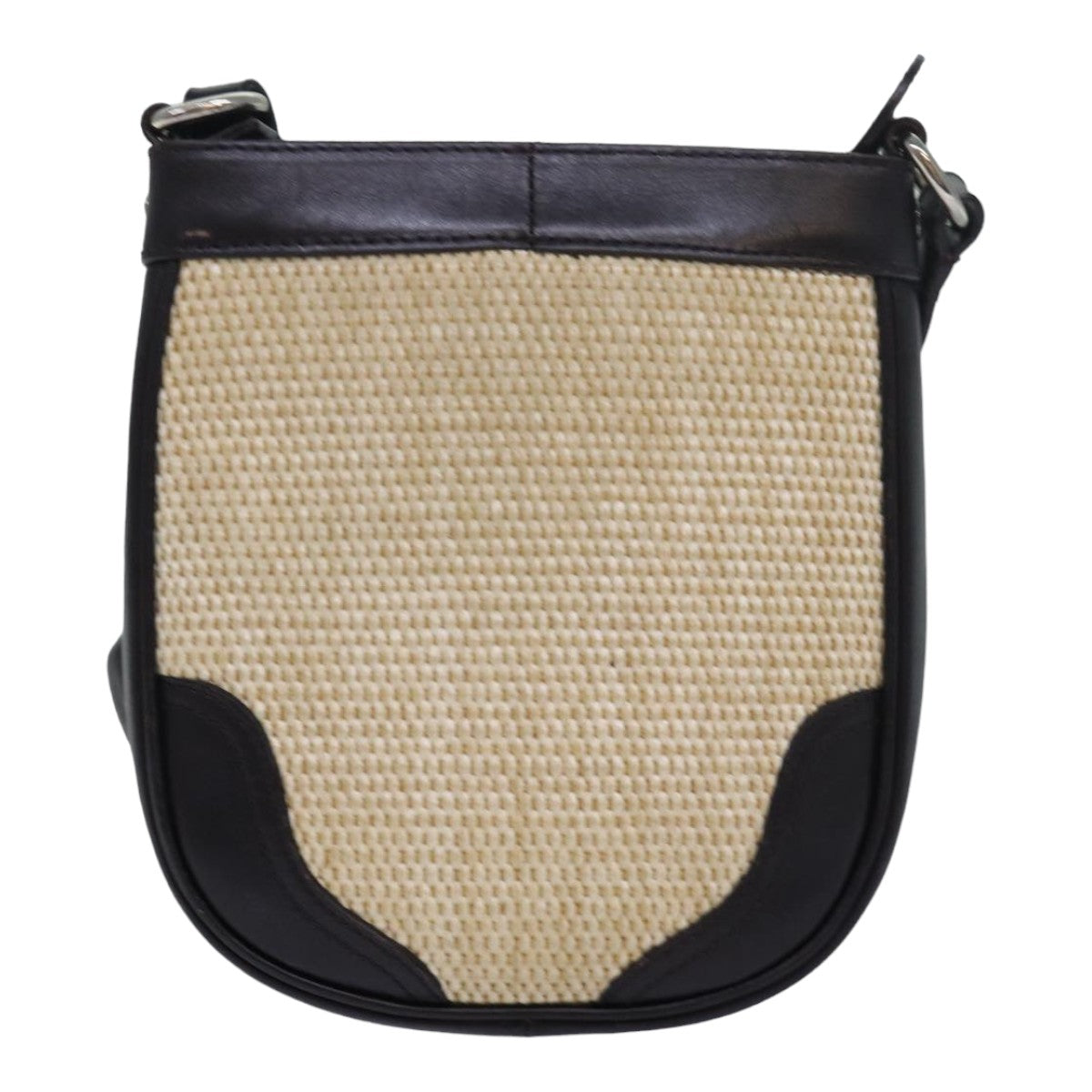 Burberry Luxury Shoulder Bag Straw Dark Auth Bs16419 Leather Brown Beige