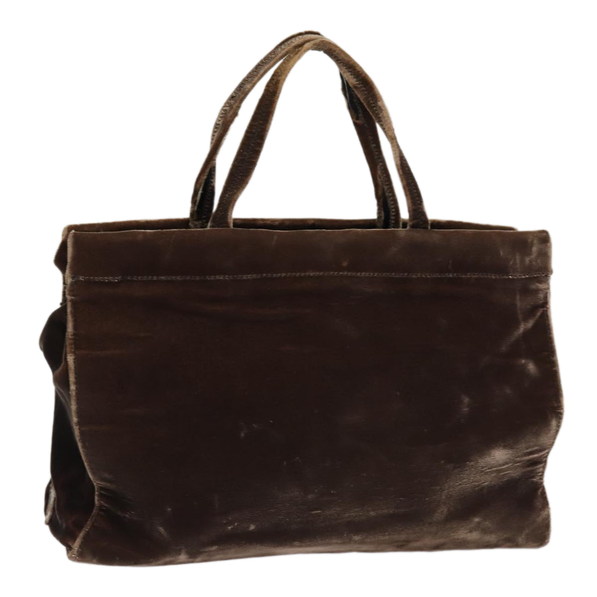 Prada Hand Bag Velor Auth Brown Travel Bag Brown Auth Bs16438
