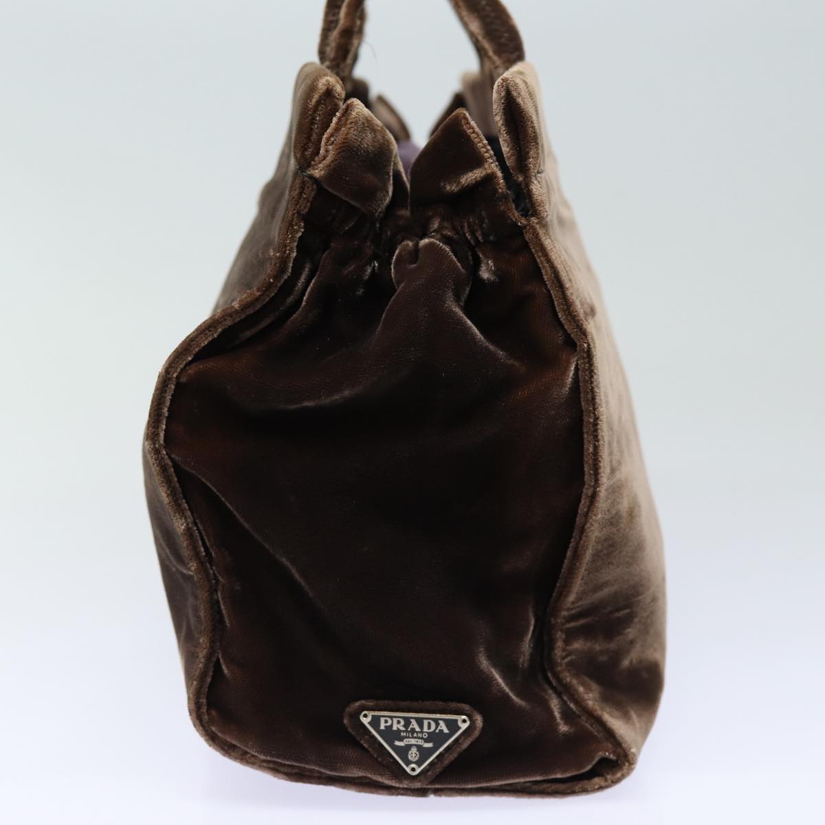 Prada Hand Bag Velor Auth Brown Travel Bag Brown Auth Bs16438
