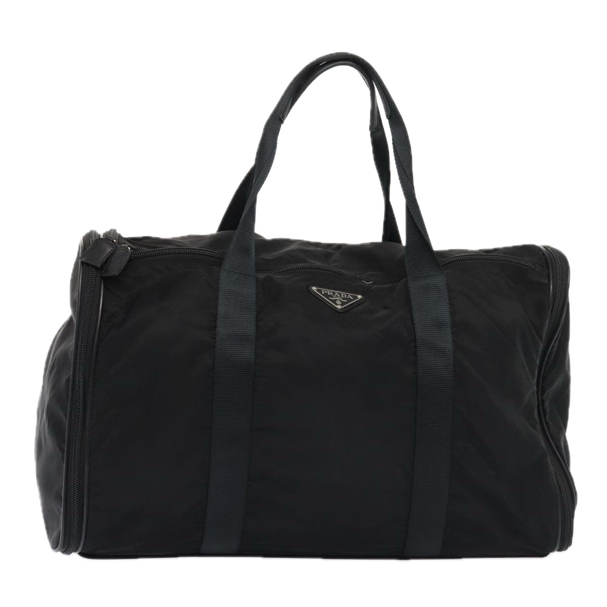 Prada Boston Bag Auth Nylon Black Travel Bag