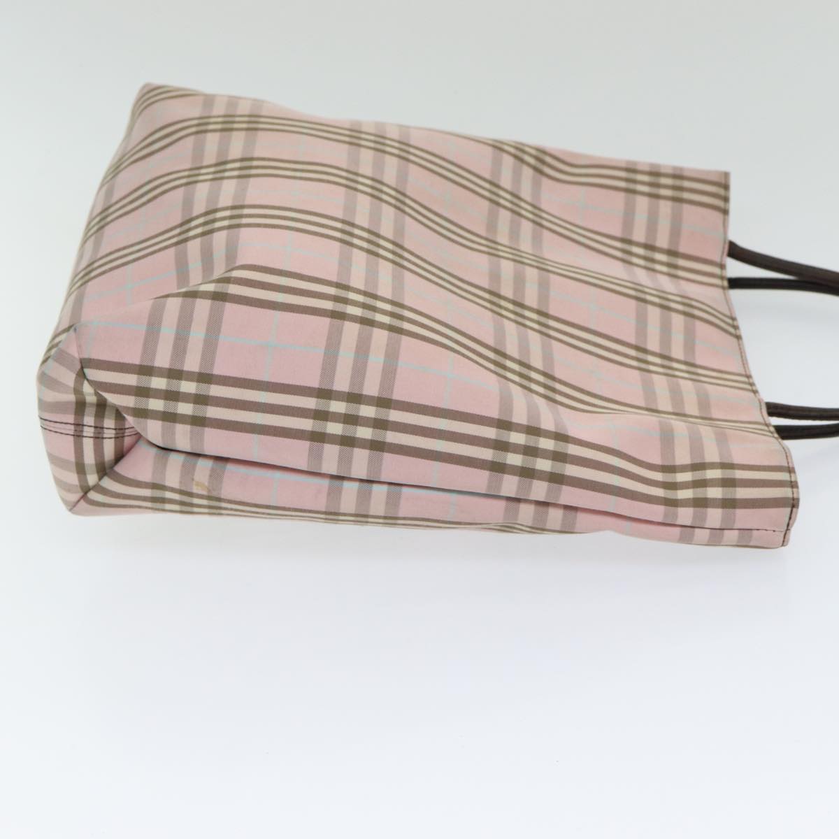 Burberry Luxury Nova Check Hand Bag Auth Bs16586 Nylon Pink Silver Travel Bag