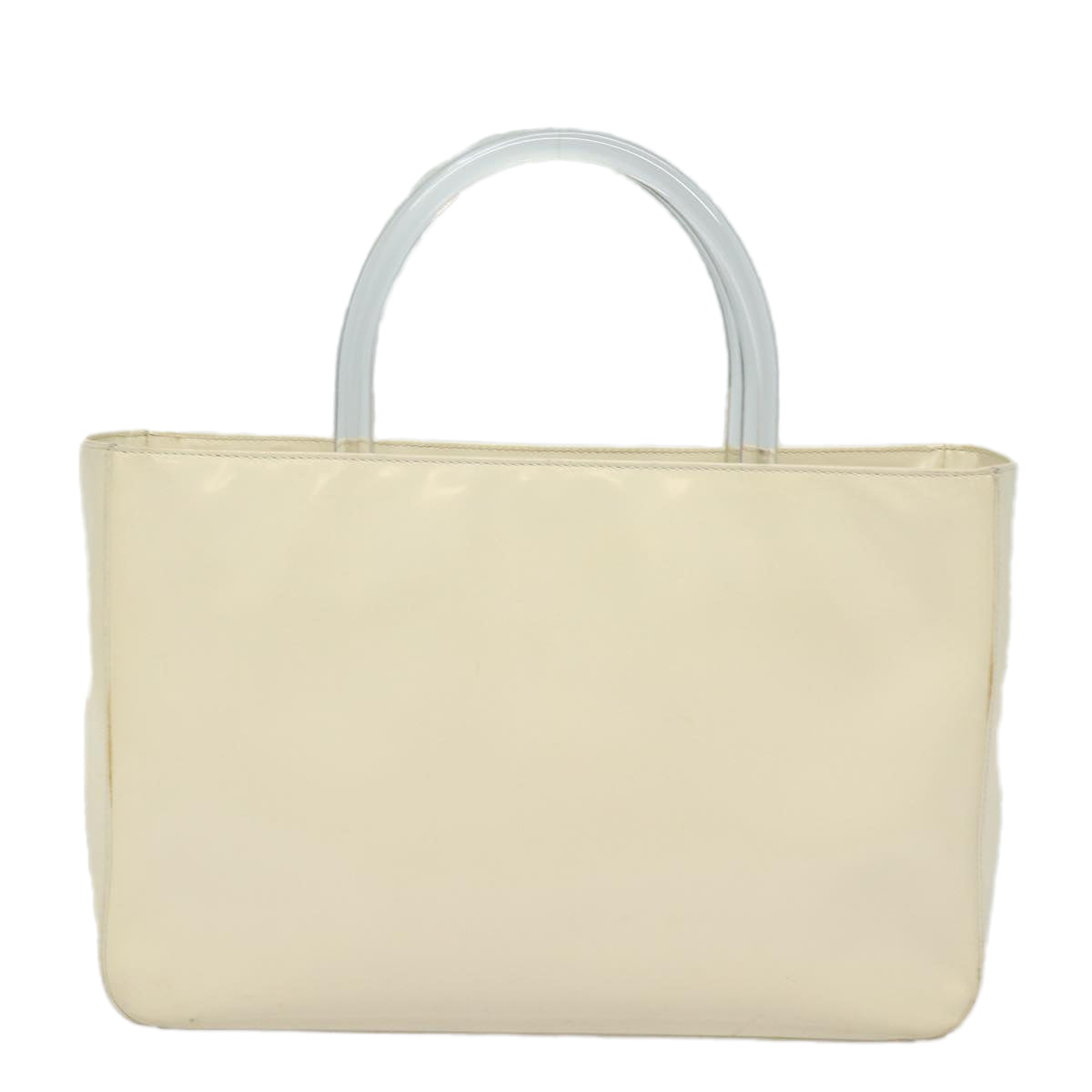 Prada Hand Bag Enamel Auth White Silver Travel Bag White Auth Bs16622