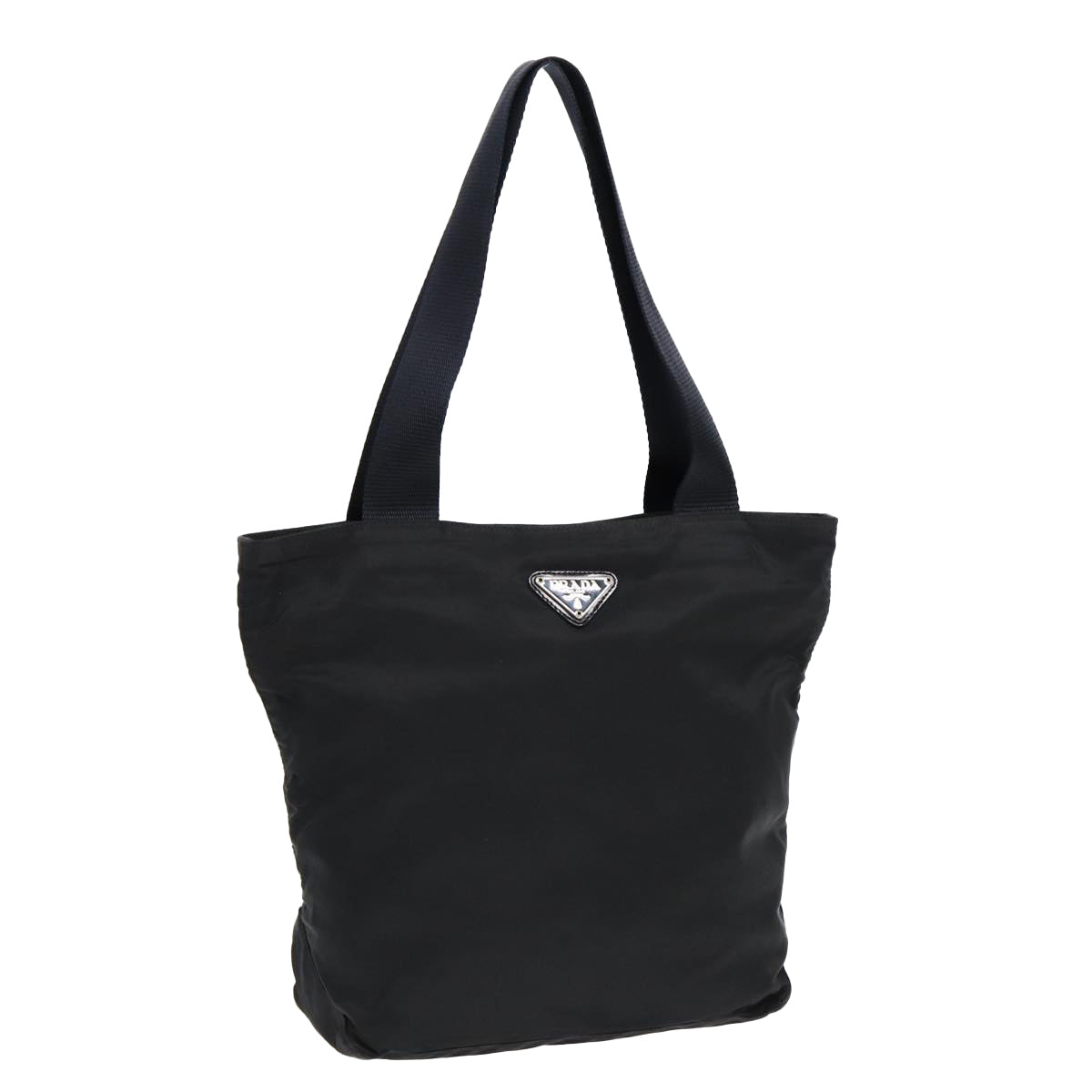 Prada Shoulder Bag Auth Nylon Black Silver Silver Auth Bs16713