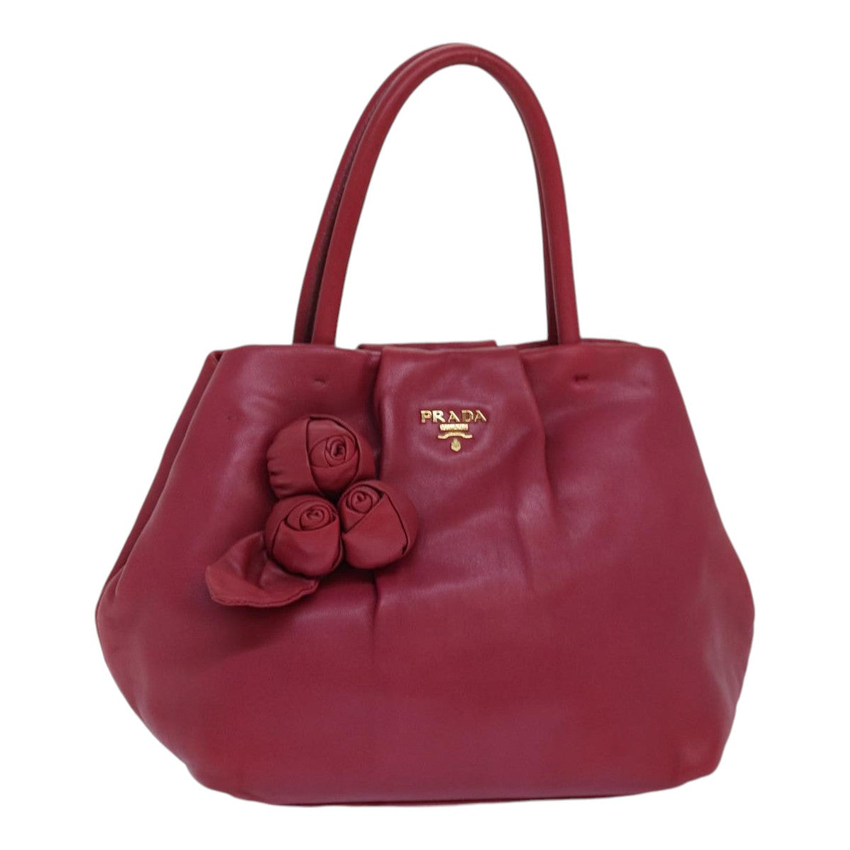 Prada Hand Bag Auth Leather Pink Travel Bag