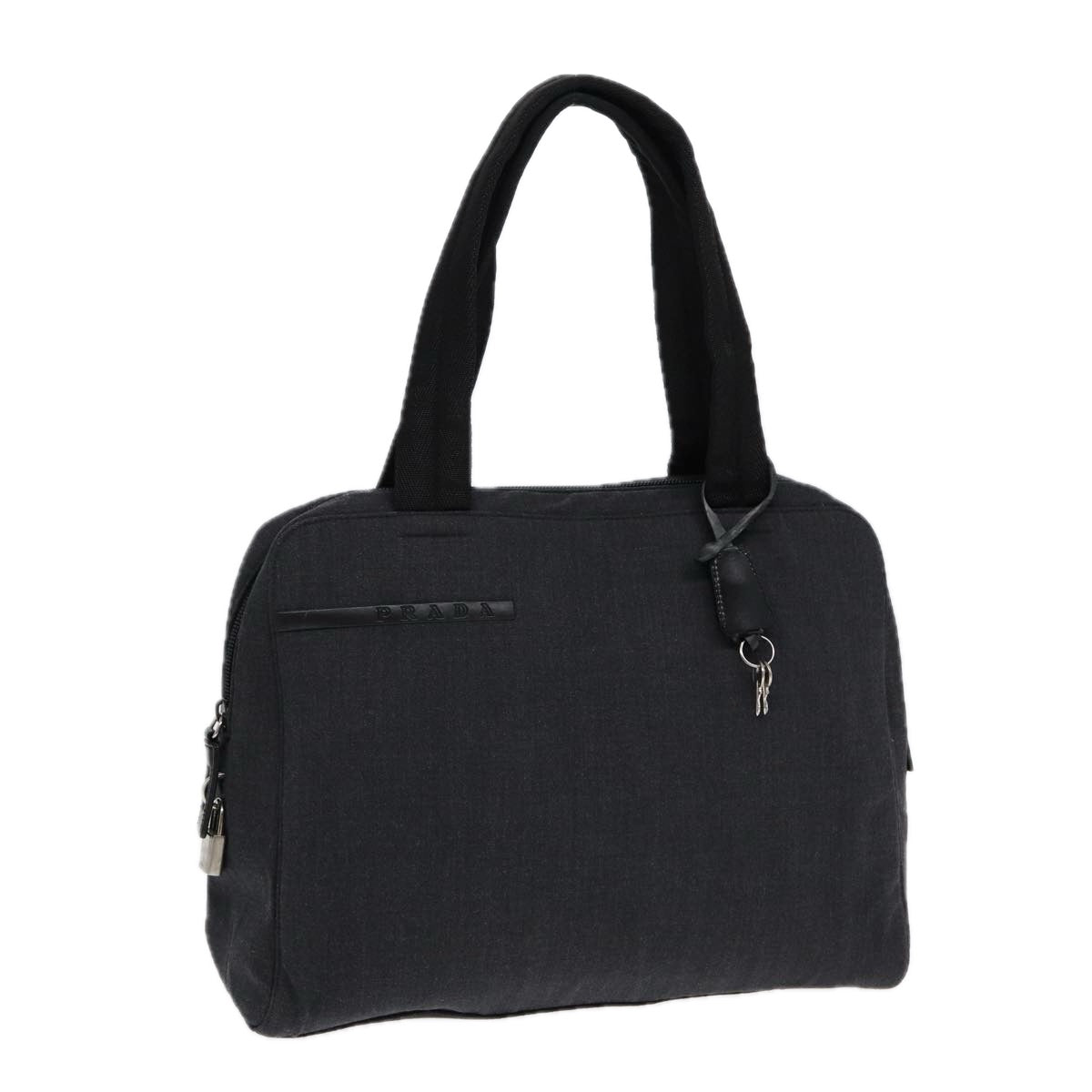 Prada Sports Hand Bag Auth Canvas Silver Gray Travel Bag