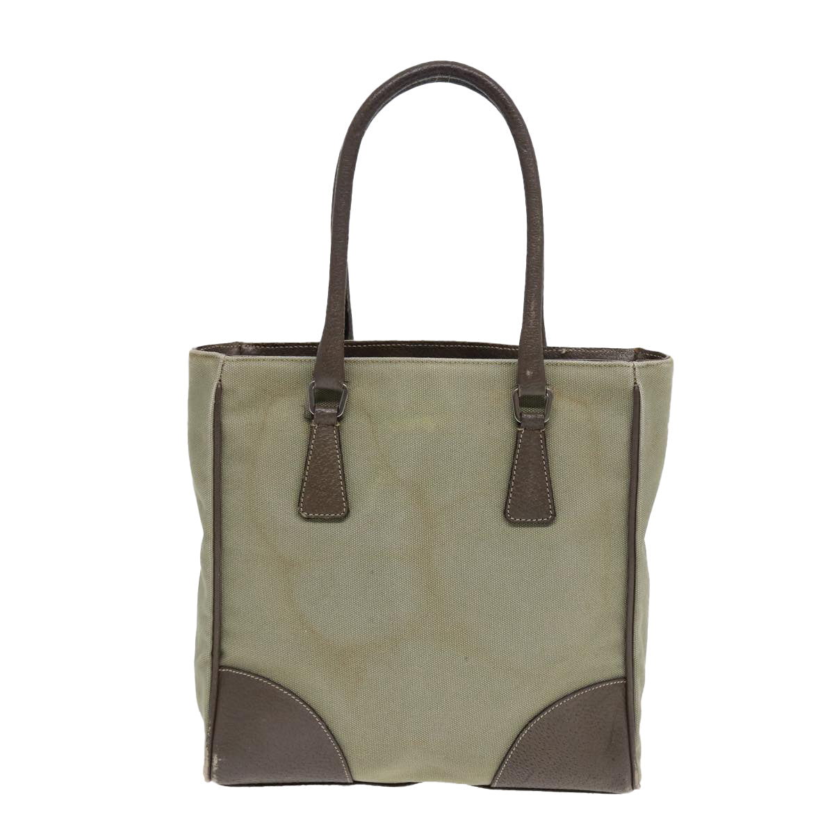 Prada Hand Bag Khaki Auth Canvas Travel Bag