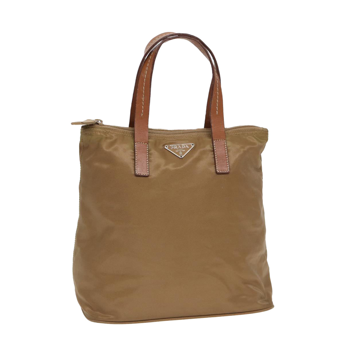 Prada Hand Bag Auth Nylon Beige Travel Bag Beige Auth Bs16850