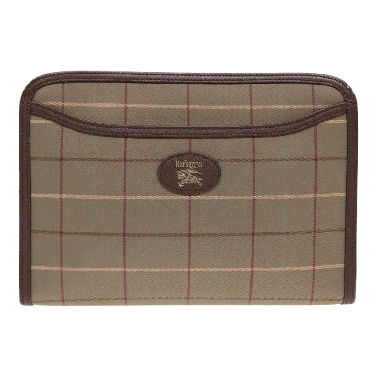 Burberry Luxury ss Nova Check Clutch Bag 2Set Auth Leather Canvas Brown