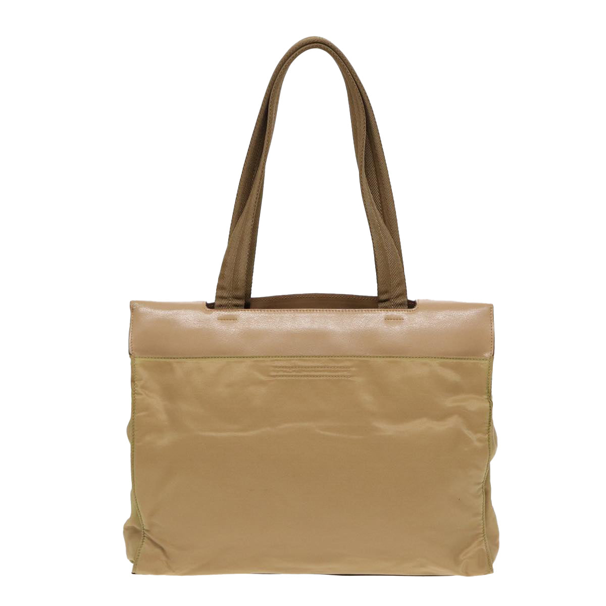 Prada Tote Bag Auth Leather Nylon Beige