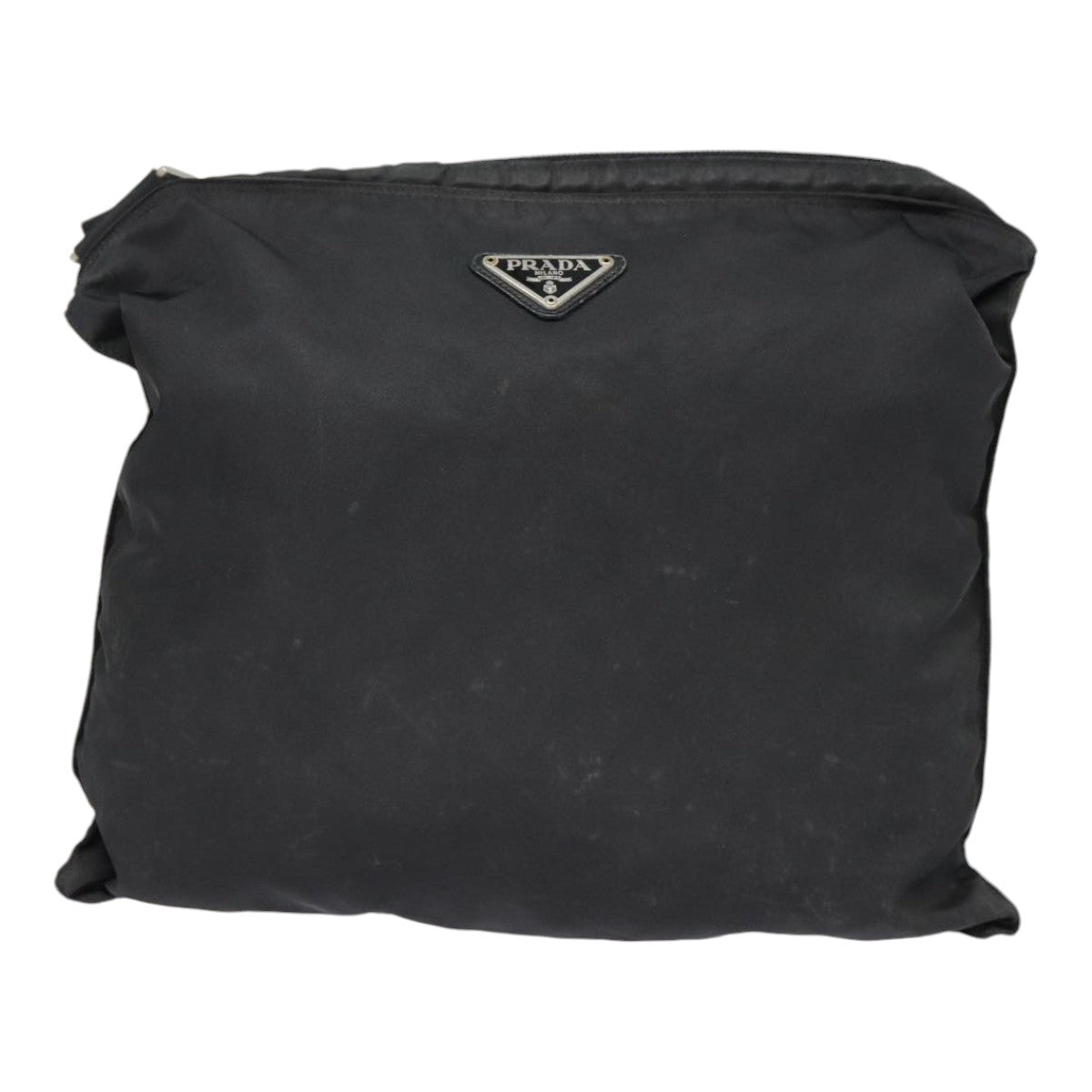 Prada Shoulder Bag Auth Nylon Black Silver Silver Auth Bs16985