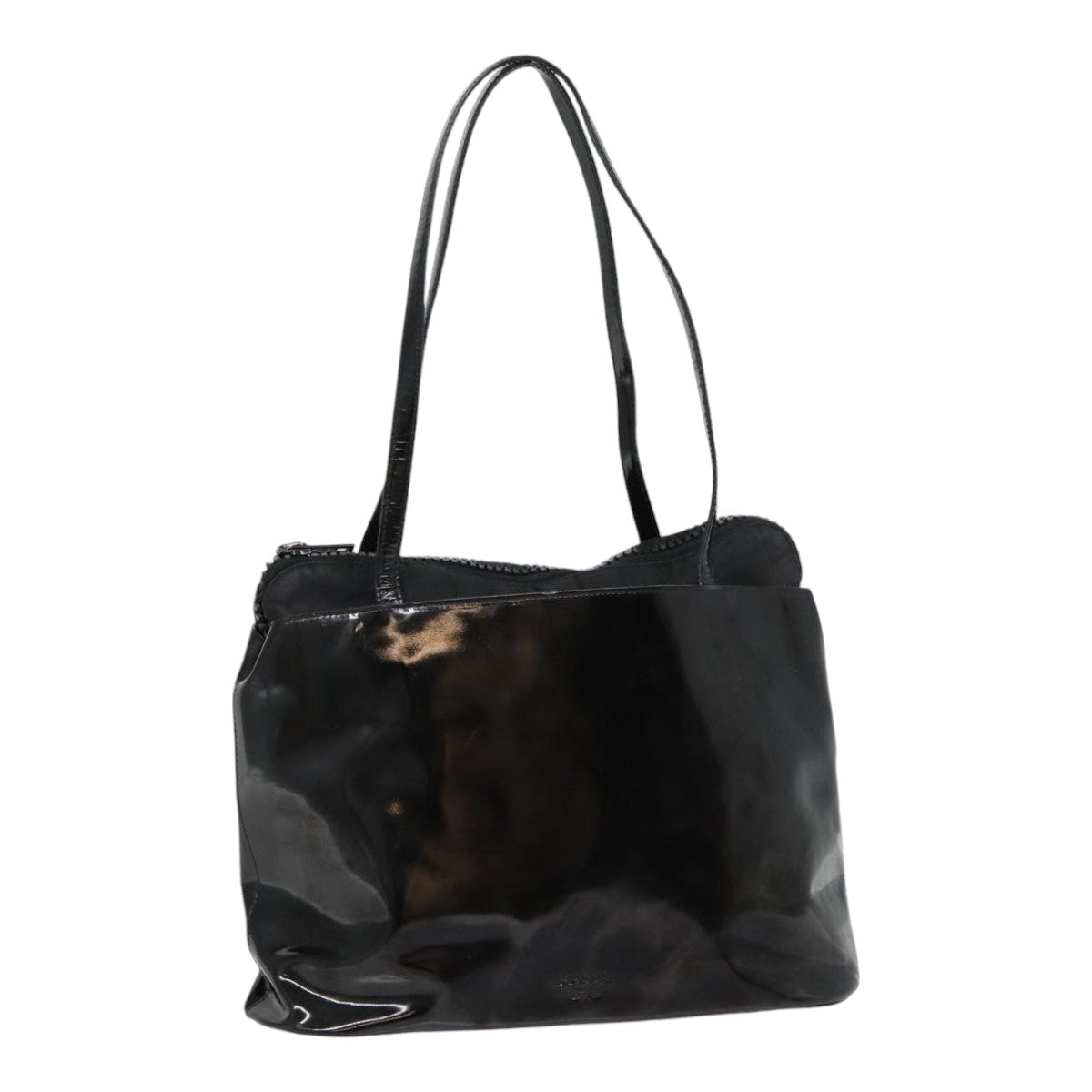 Prada Tote Bag Enamel Auth Black