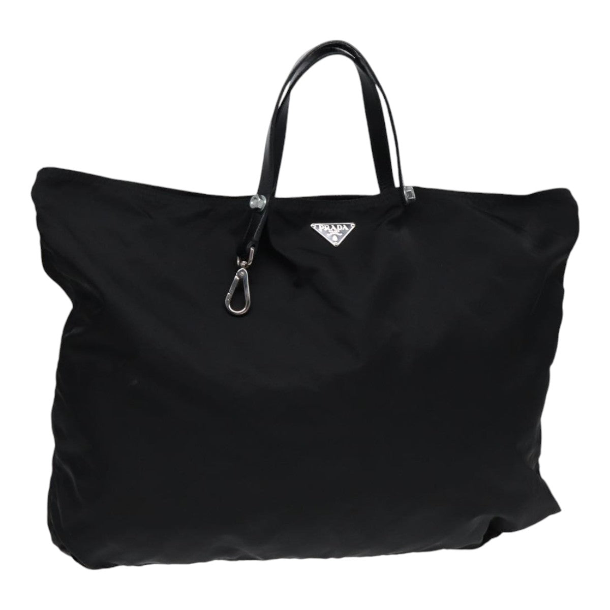 Prada Tote Bag Auth Nylon Black Silver Silver Auth Bs17013