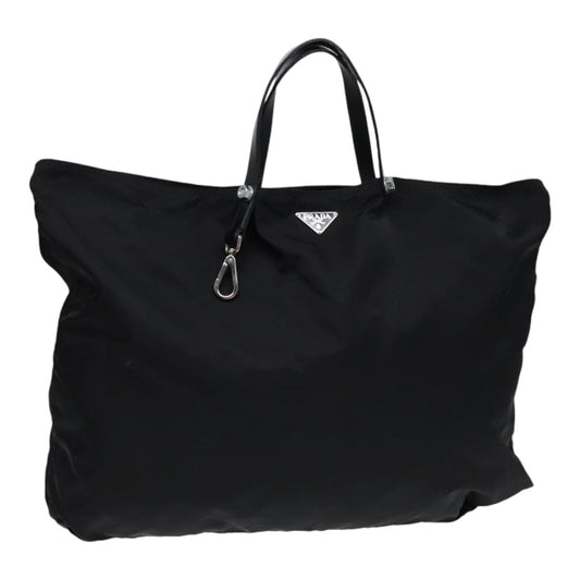 Prada Tote Bag Auth Nylon Black Silver Silver Auth Bs17013