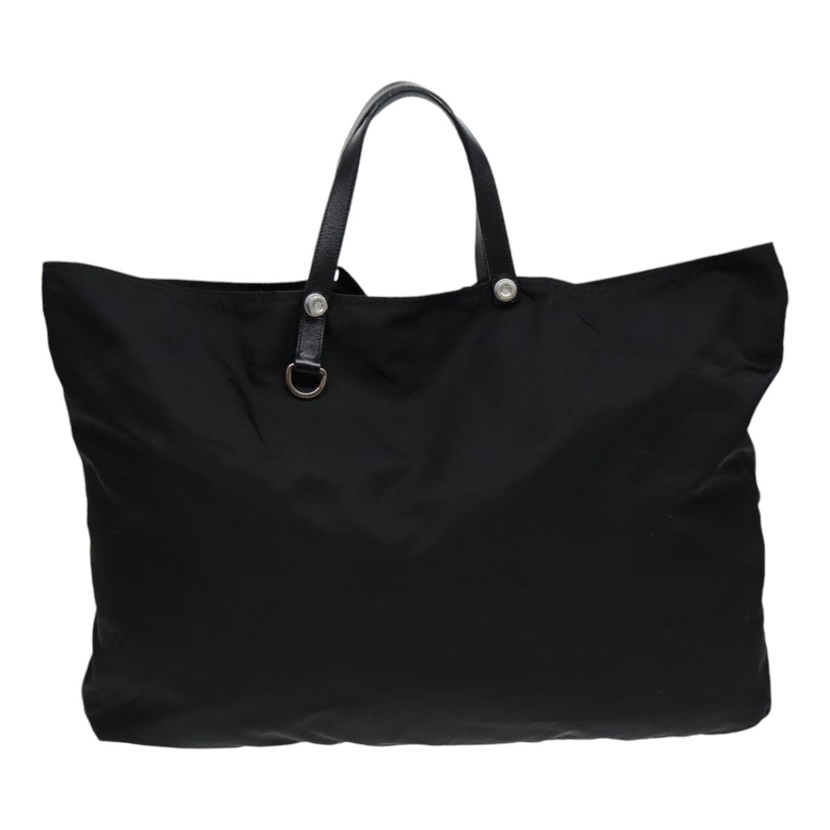 Prada Tote Bag Auth Nylon Black Silver Silver Auth Bs17013