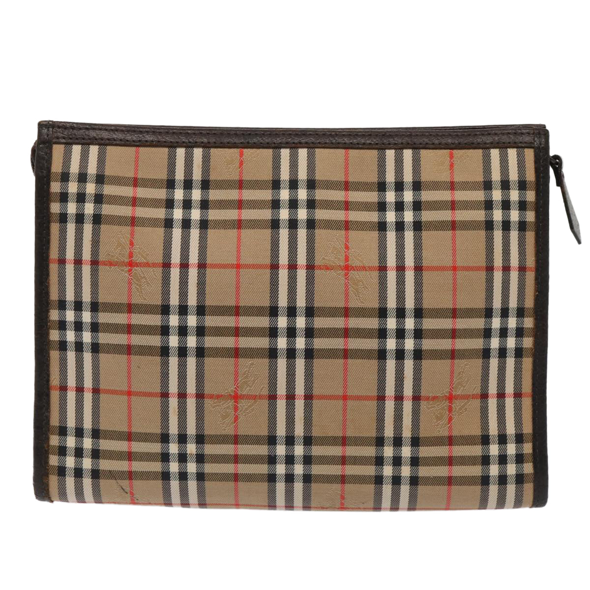 Burberry Luxury ss Nova Check Clutch Bag Auth Bs17029 Leather Canvas Brown