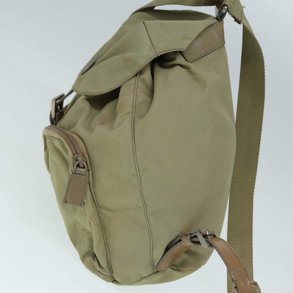 Prada Backpack Auth Nylon Beige Silver