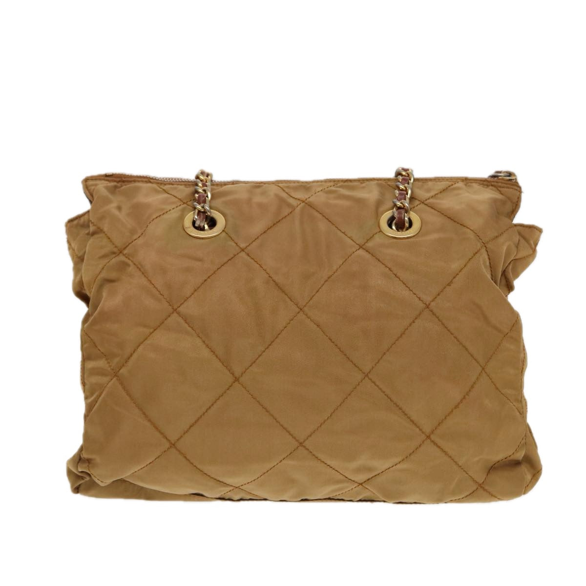 Prada Shoulder Bag Auth Nylon Brown Gold