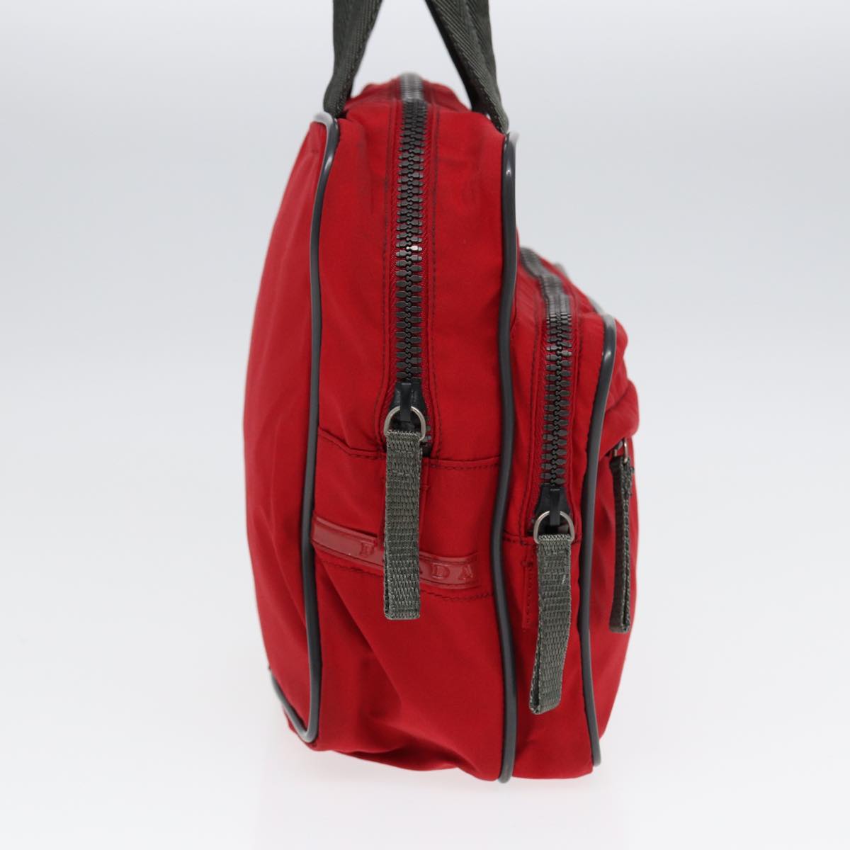 Prada Sports Hand Bag Auth Nylon Red Silver Travel Bag