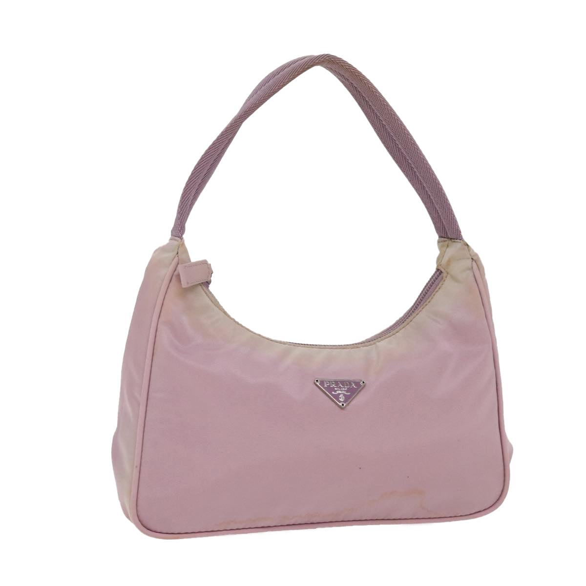 Prada Hand Bag Auth Nylon Pink Silver Travel Bag Silver Auth Bs17283