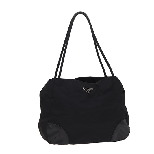 Prada Tote Bag Auth Nylon Black Silver Silver Auth Bs17340