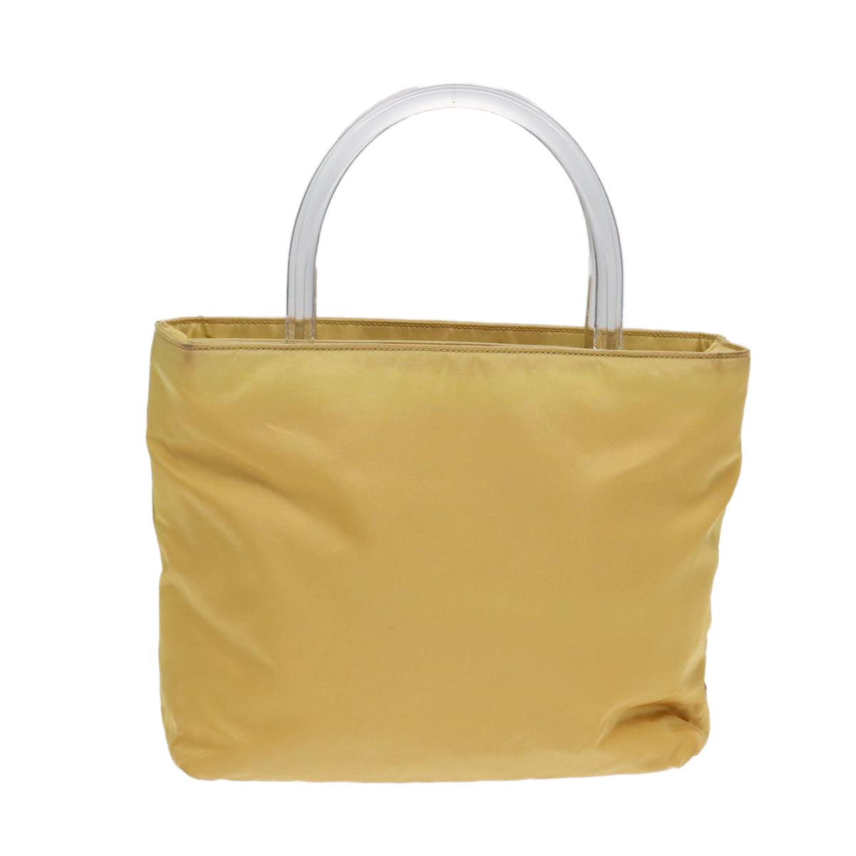 Prada Hand Bag Auth Nylon Silver Yellow Travel Bag