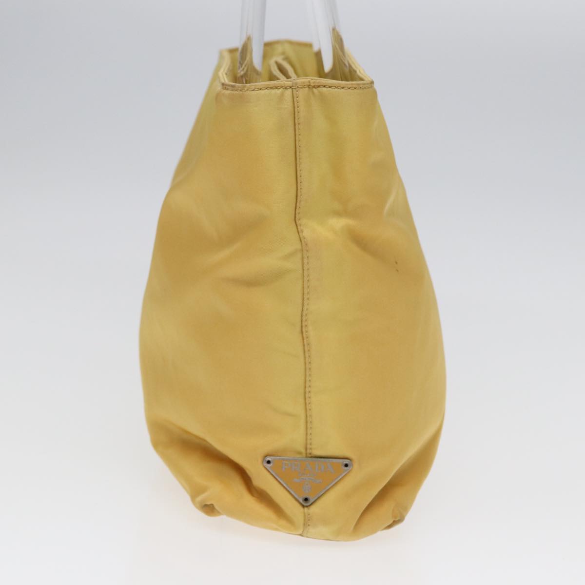 Prada Hand Bag Auth Nylon Silver Yellow Travel Bag