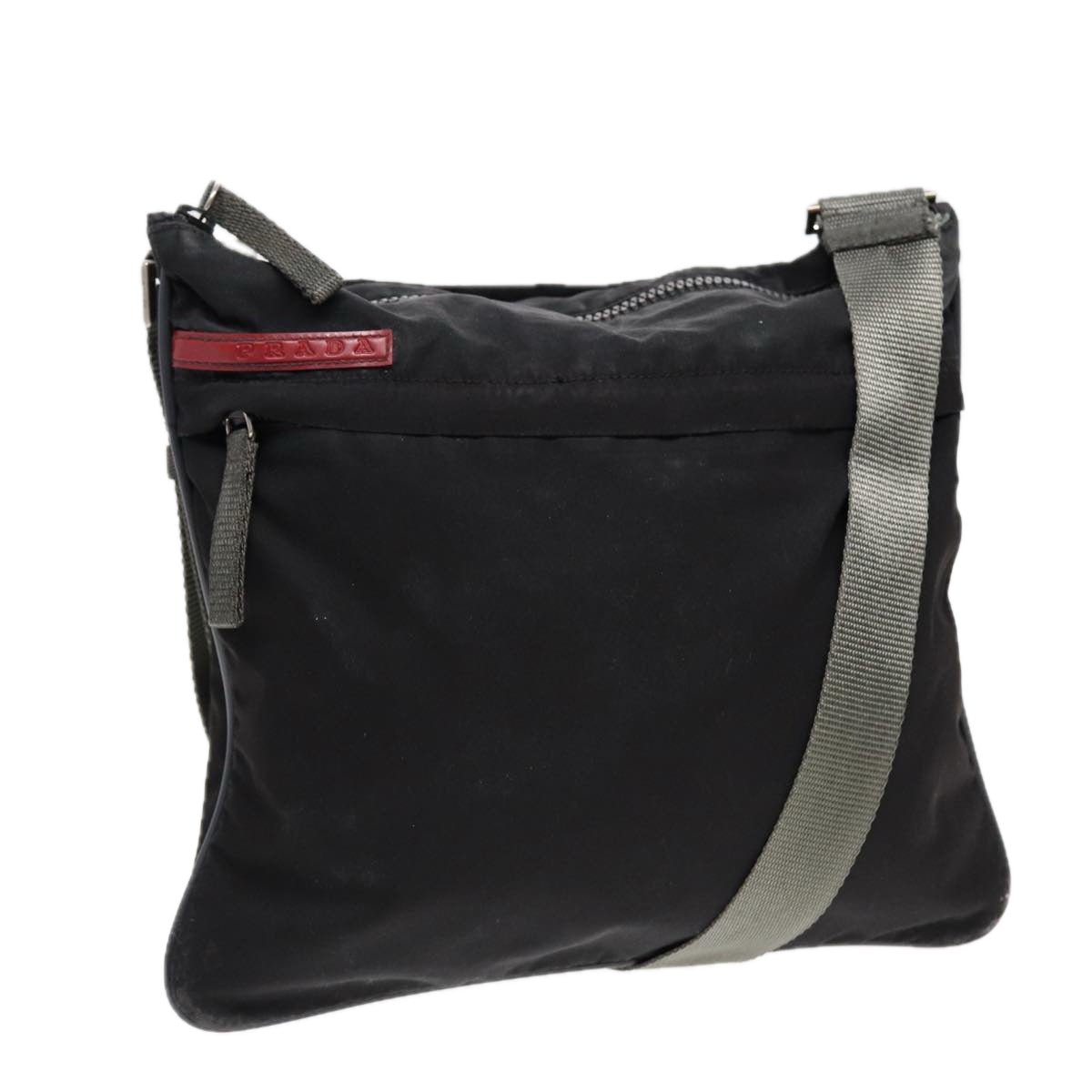 Prada Sports Shoulder Bag Auth Nylon Black Silver Silver Auth Bs17344