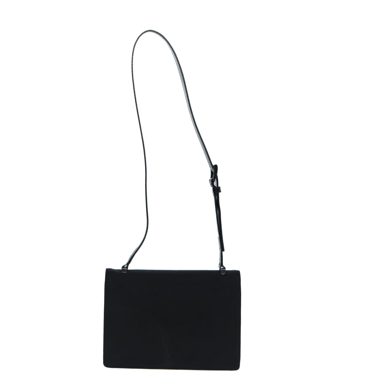 Prada Shoulder Bag Auth Canvas Black Silver