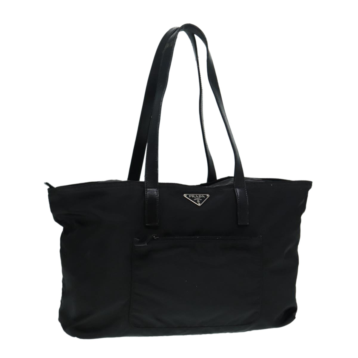 Prada Tote Bag Auth Nylon Black Silver Silver Auth Bs17347