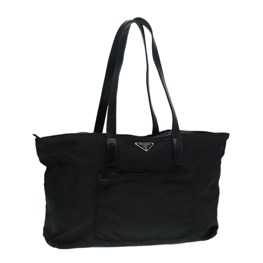 Prada Tote Bag Auth Nylon Black Silver Silver Auth Bs17347