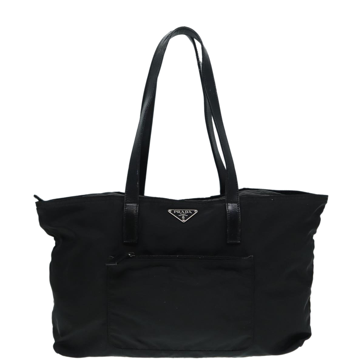 Prada Tote Bag Auth Nylon Black Silver Silver Auth Bs17347