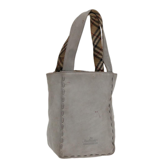 Burberry Luxury ss Hand Bag Auth Bs17438 Leather Silver Gray Travel Bag
