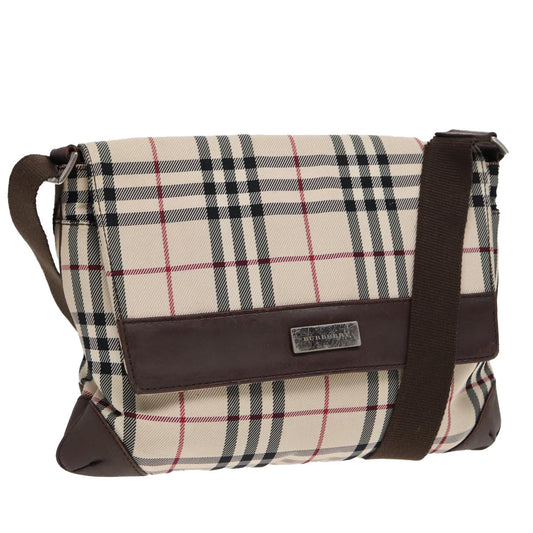 Burberry Luxury Nova Check Shoulder Bag Auth Bs17441 Nylon Brown Beige