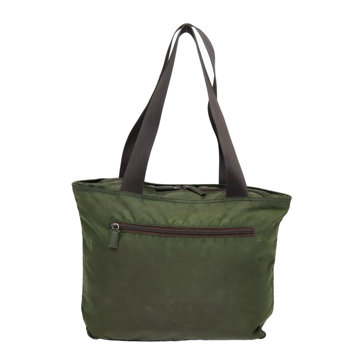 Prada Tote Bag Khaki Auth Nylon Silver Silver Auth Bs17498