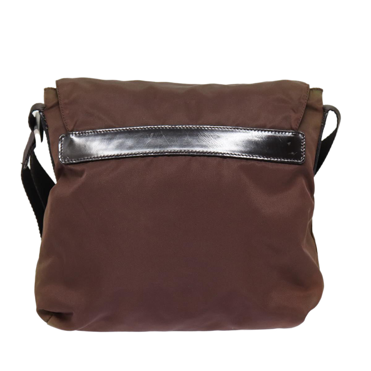 Prada Shoulder Bag Auth Nylon Brown Silver