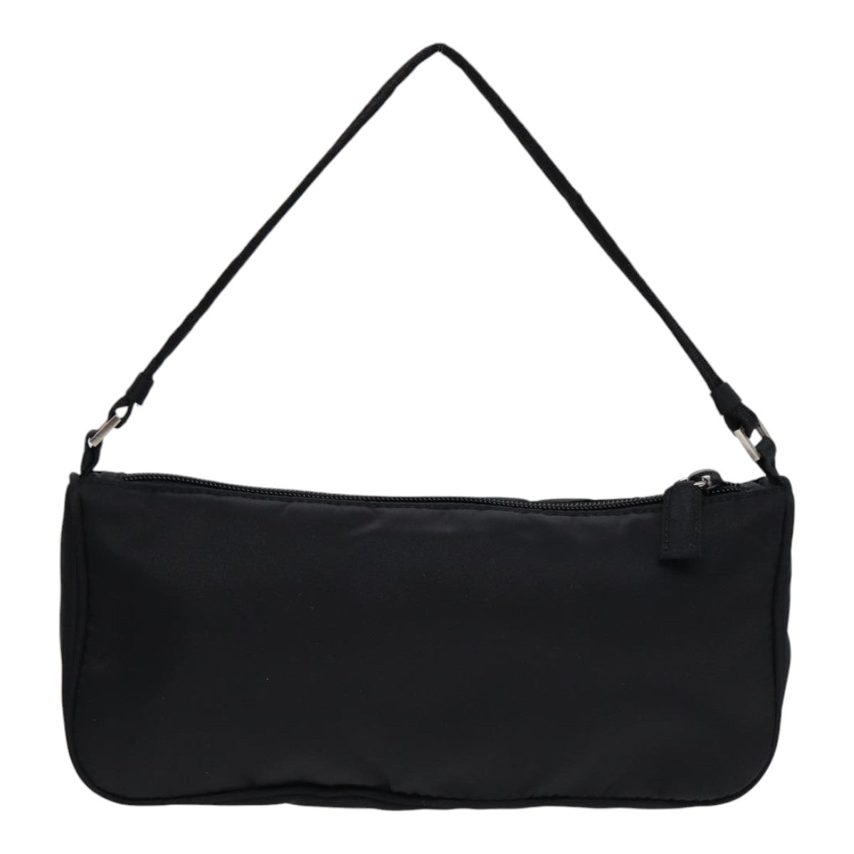 Prada Accessory Pouch Auth Luxury Handbag Nylon Black Silver Clutch Bag