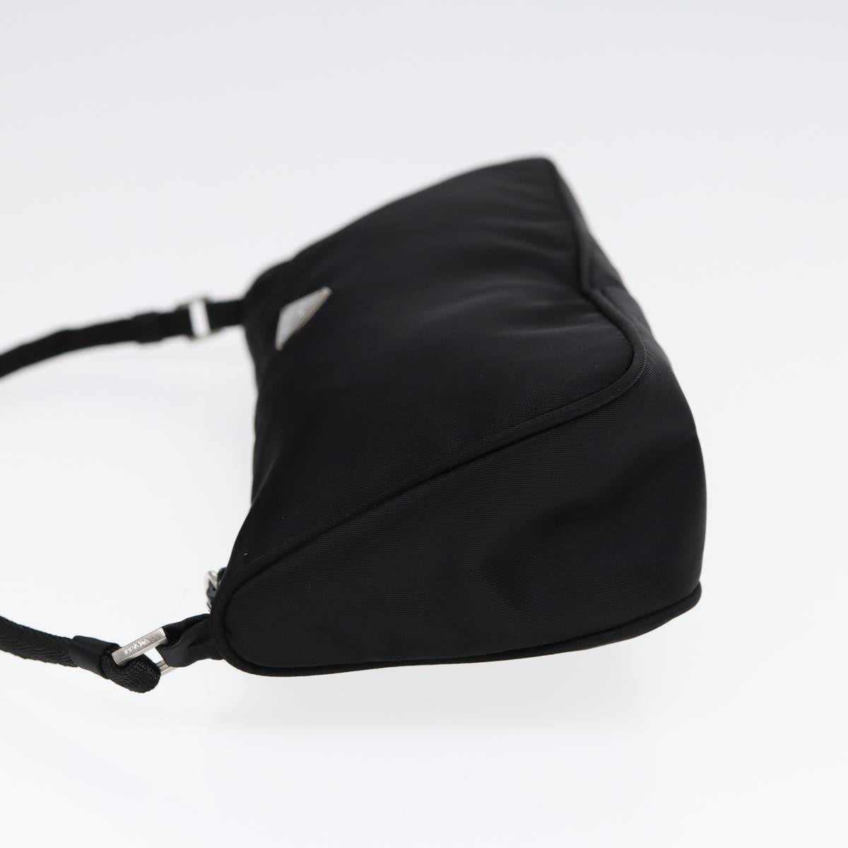 Prada Accessory Pouch Auth Luxury Handbag Nylon Black Silver Clutch Bag