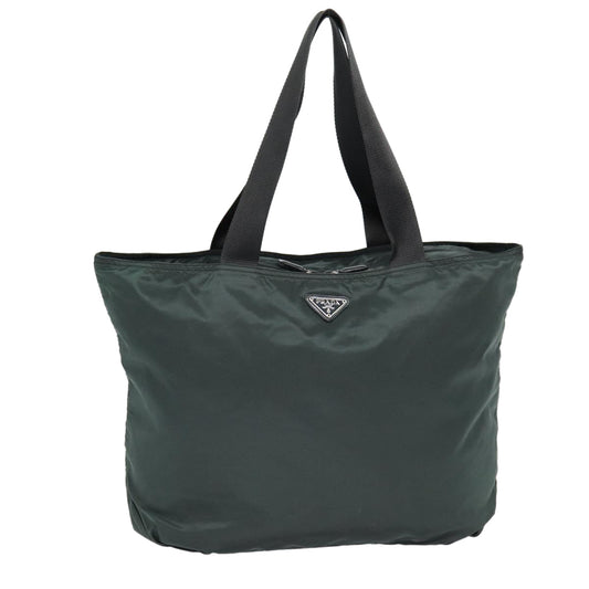 Prada Tote Bag Auth Nylon Green Silver Silver Auth Bs17581