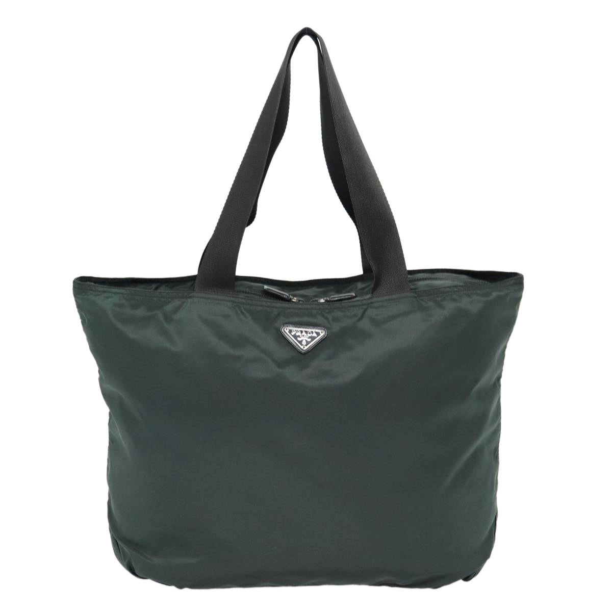 Prada Tote Bag Auth Nylon Green Silver Silver Auth Bs17581