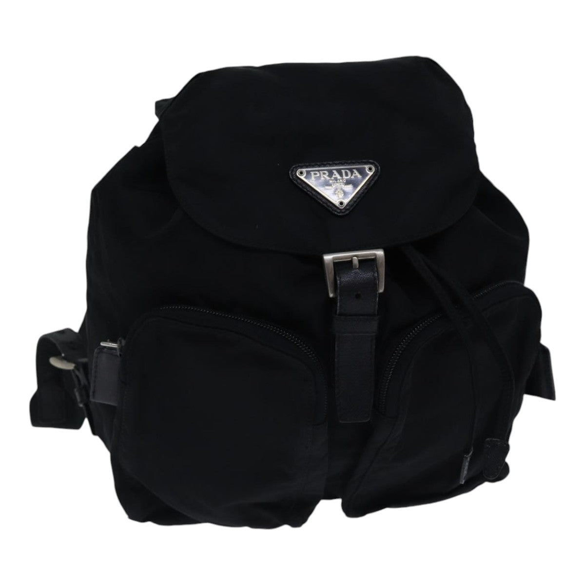 Prada Backpack Auth Nylon Black Silver
