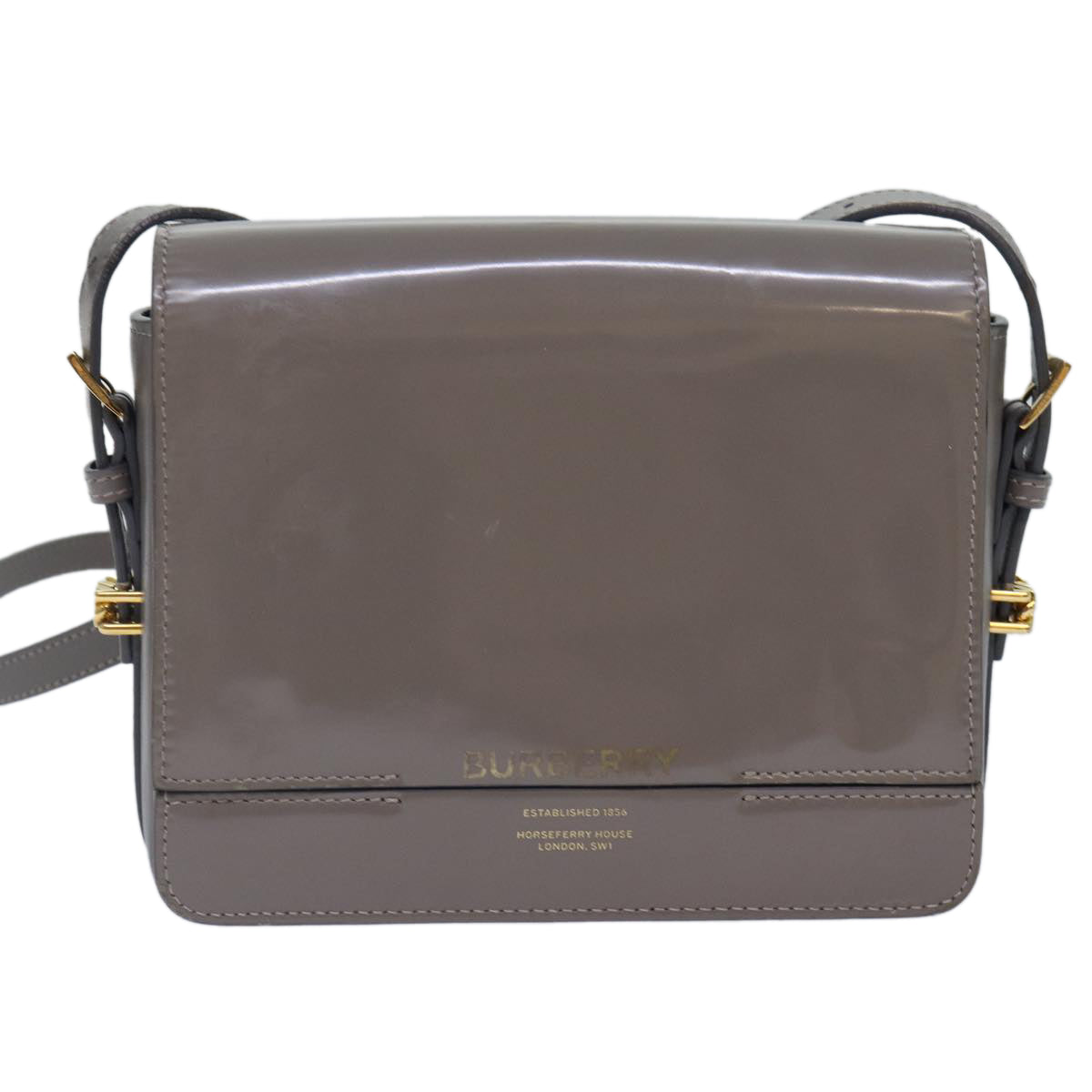 Burberry Luxury Shoulder Bag Auth Bs17639 Leather Patent Gold