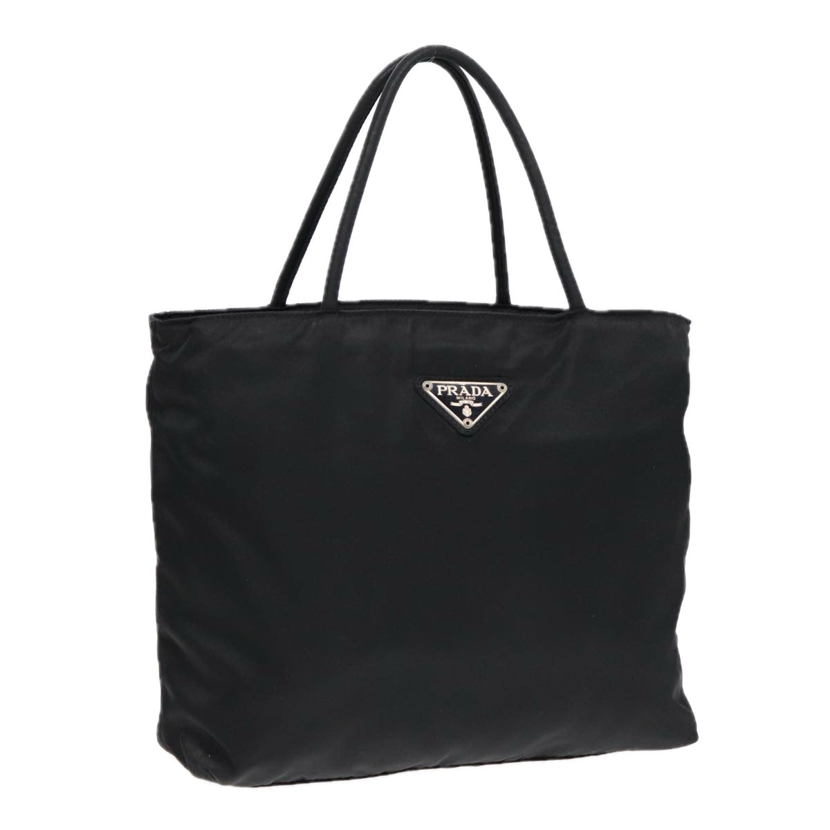 Prada Hand Bag Auth Nylon Black Silver Travel Bag Silver Auth Bs17647