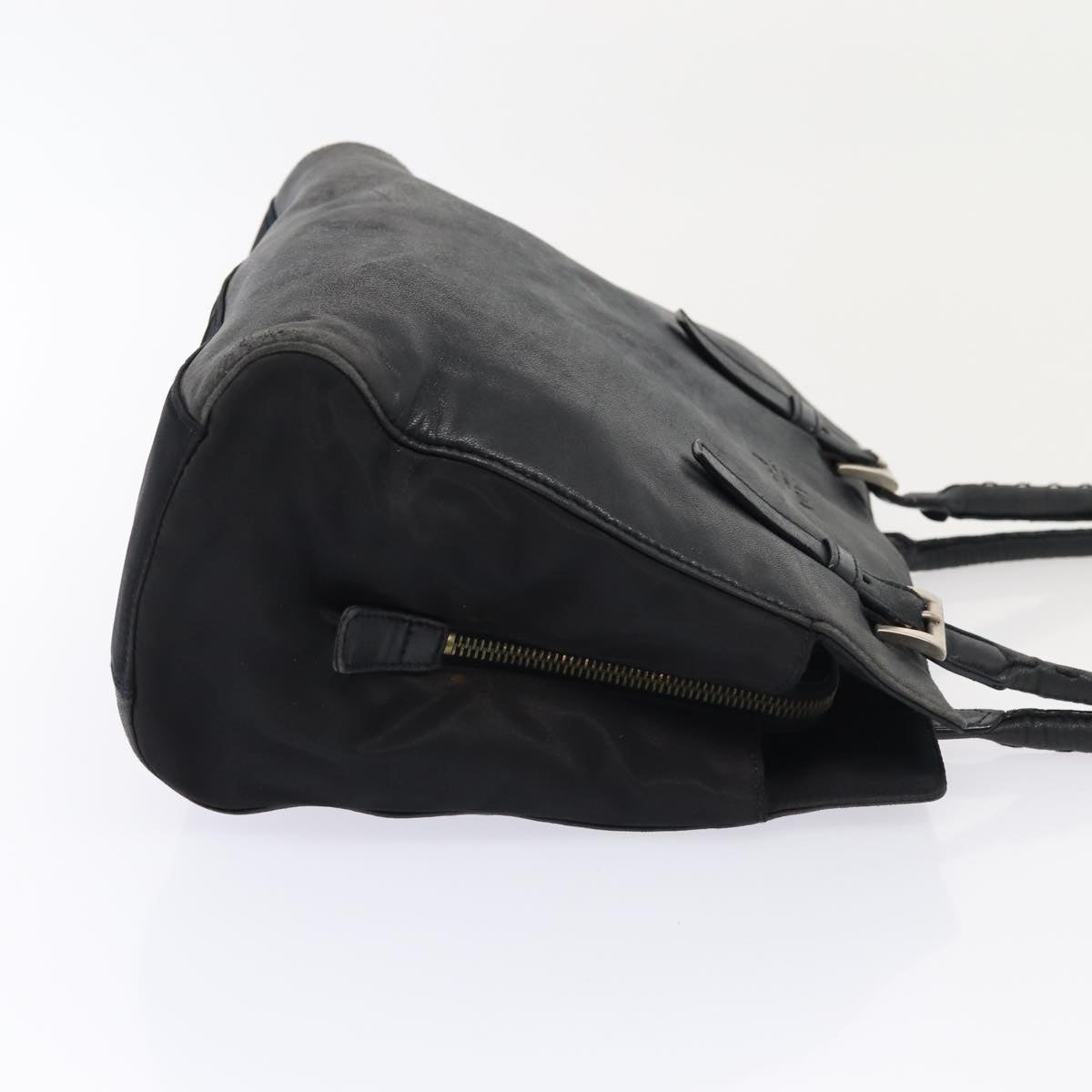 Prada Shoulder Bag Auth Leather Black Silver